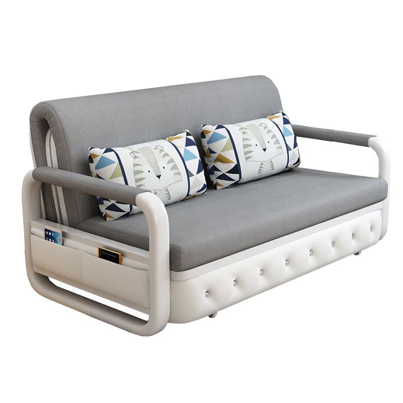 Full 35.43" Wide Linen Convertible Sleeper Sofa with Magazine Storage in Grey