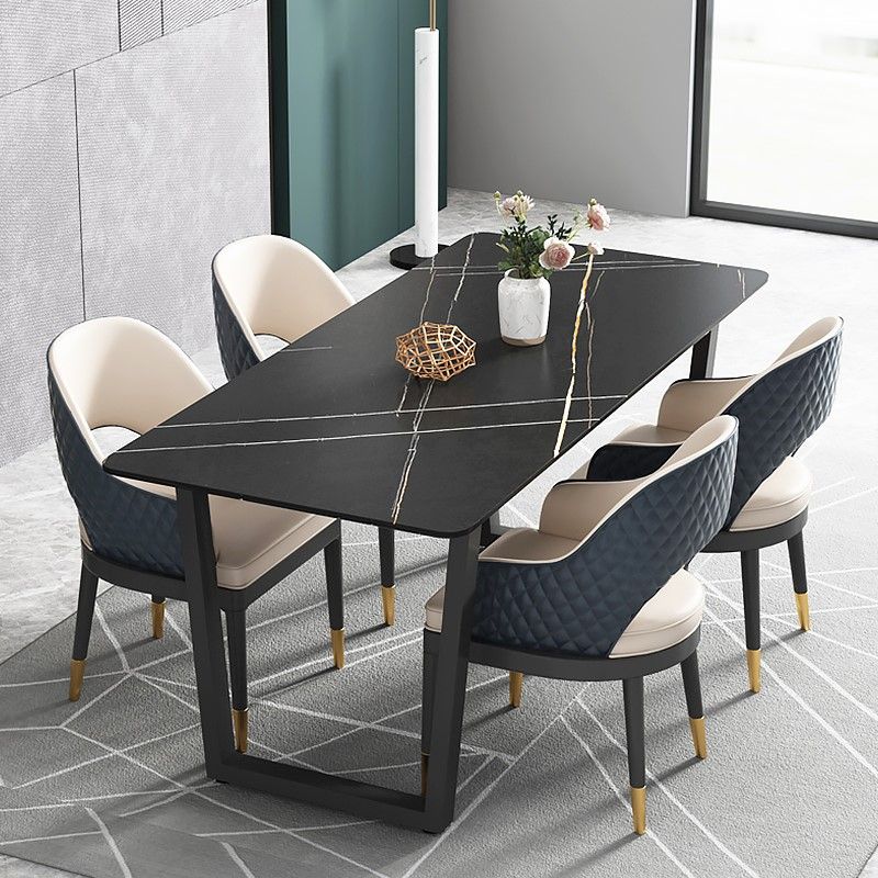 Industrial Style Stone Dining Table Sled Base Indoor Dining Room Collection