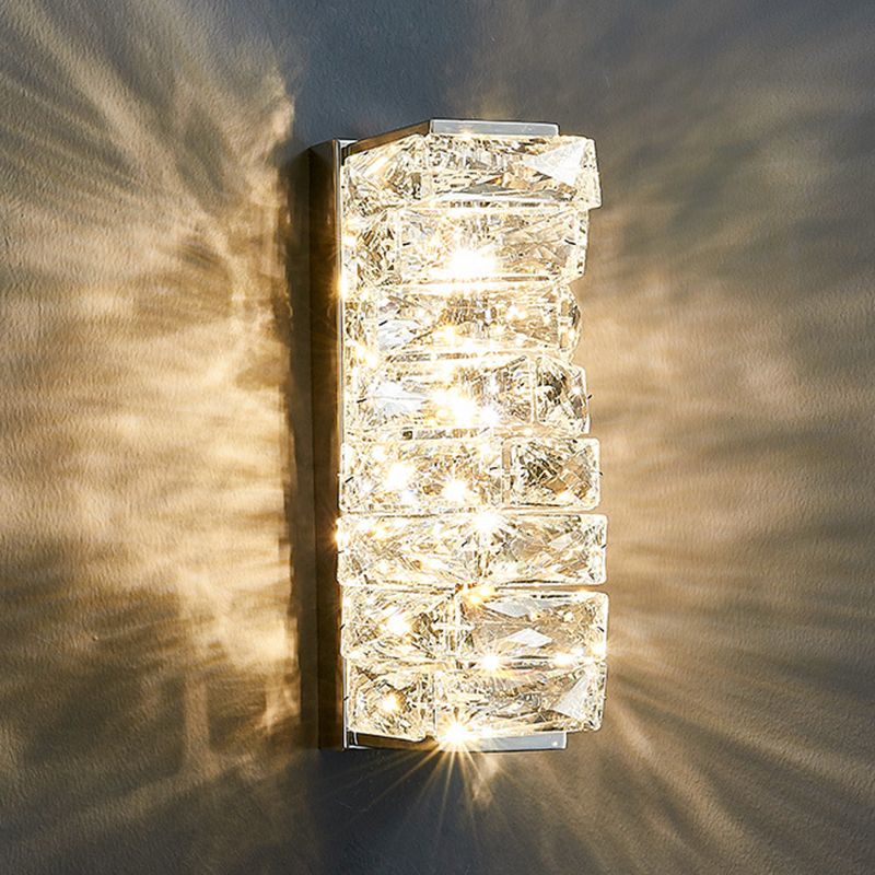 Postmodern Crystal Wall Light Geometric Shape 5" Wide Wall Sconce for Living Room