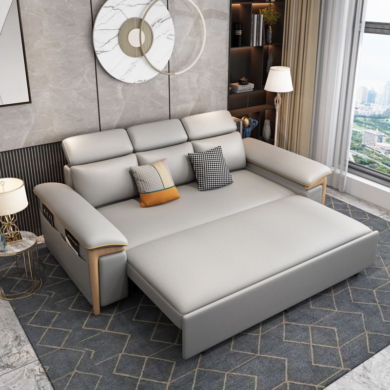 Faux Leather Stain Resistant Contemporary Bed Settee in Gray
