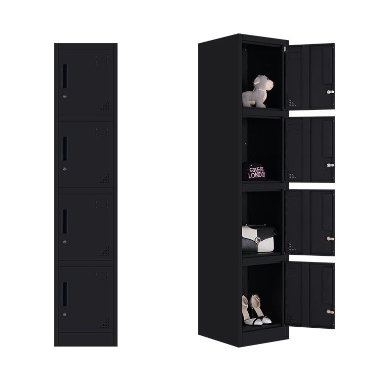 Black Steel Wardrobe with Hinged Door Industrial Storage Cabinet for Bathroom