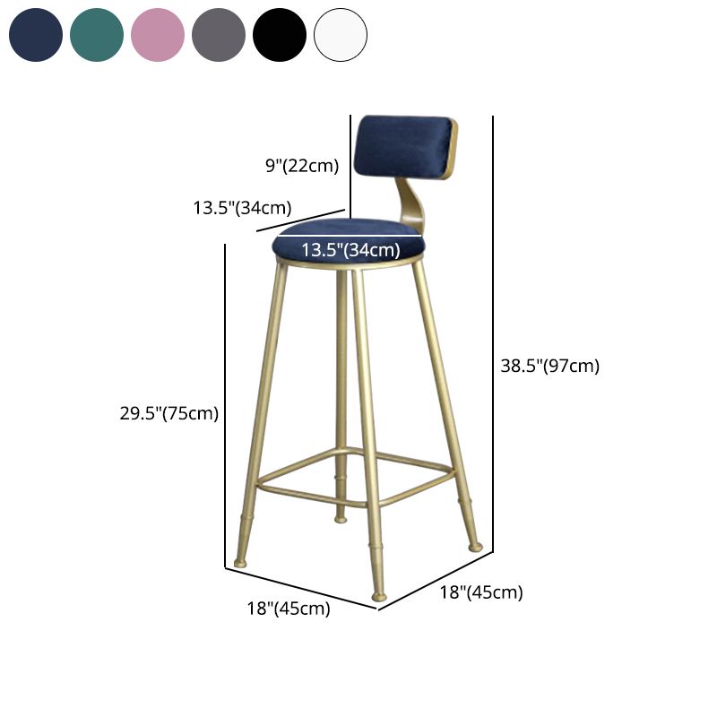 Glam Metal Upholstered Barstool Bristol Bar Stool with Iron Legs and Low Back,Cushion