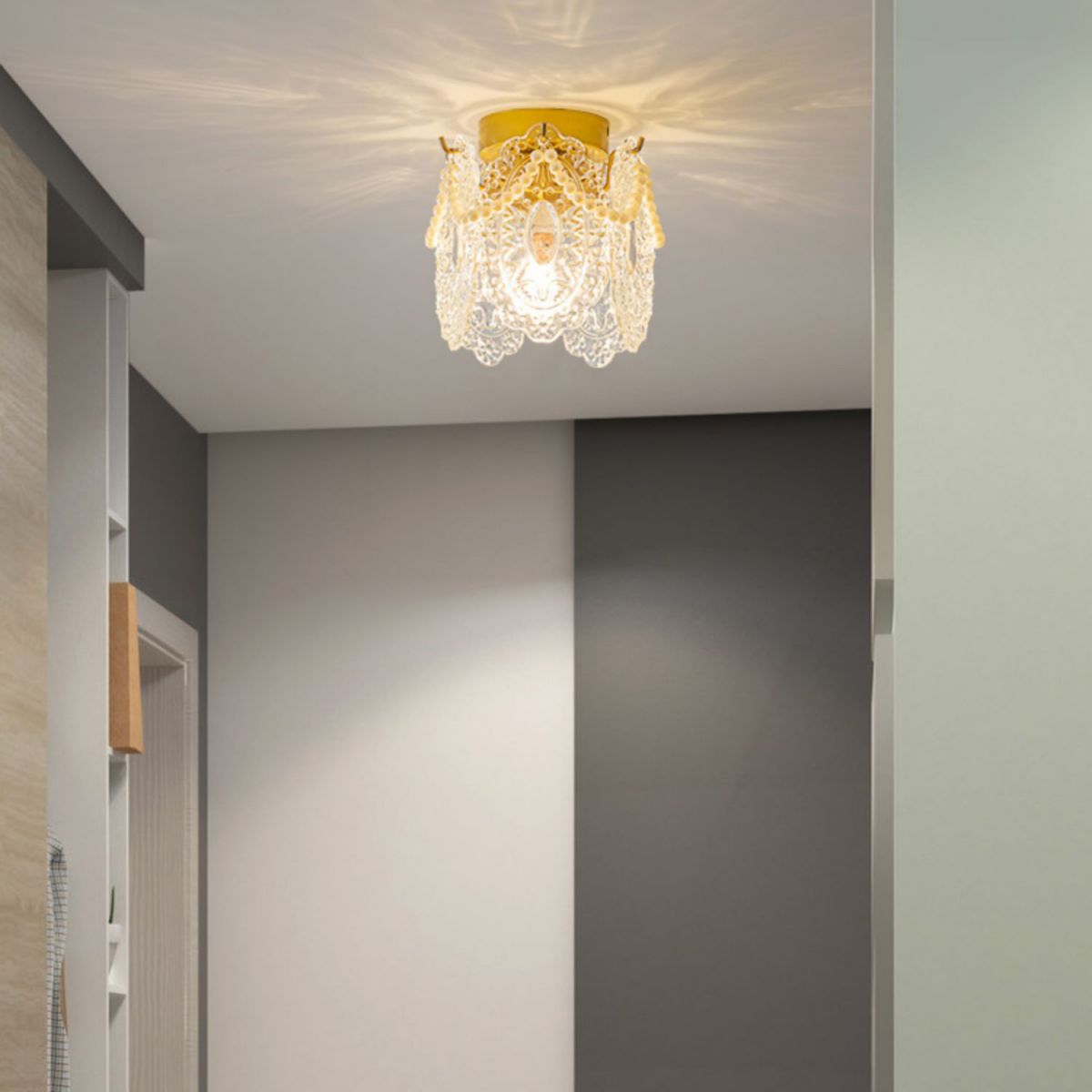 Nordic Cylinder Semi Flush Ceiling Light Glass Aisle Ceiling Flush Mount