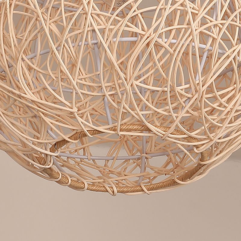 Spherical Ceiling Flush Mount Asia Rattan Semi Flush Mount Lighting