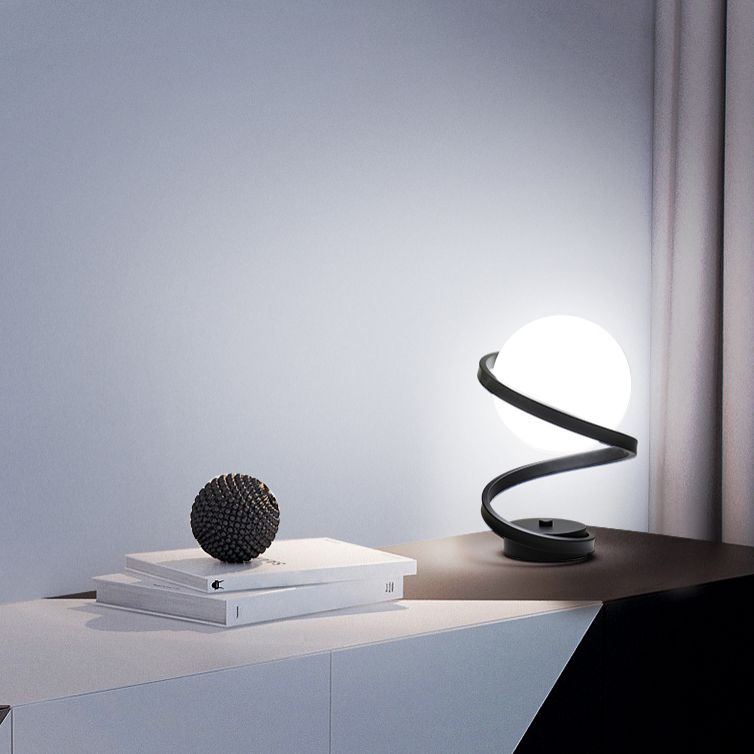 Globe Night Table Lamp Modern 1-Light Nightstand Lights with White Glass Shade