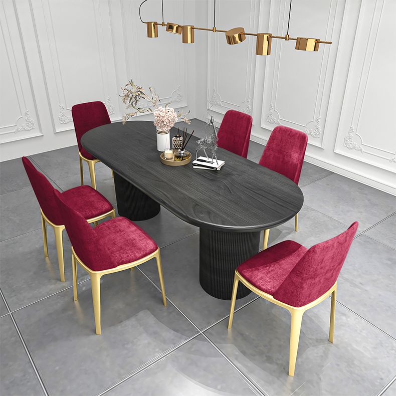 Solid Wood Contemporary Oval Dining Table Wood Top Dining Table for Kitchen