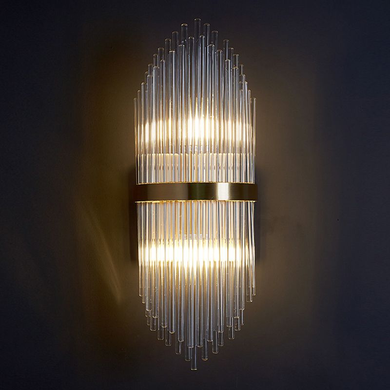 Post-Modern Wall Sconce Gold Wall Light Fixture with Crystal for Bedroom