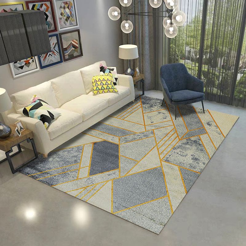 Luxury Living Room Rug Multi Color Geometric Area Rug Polypropylene Easy Care Machine Washable Carpet