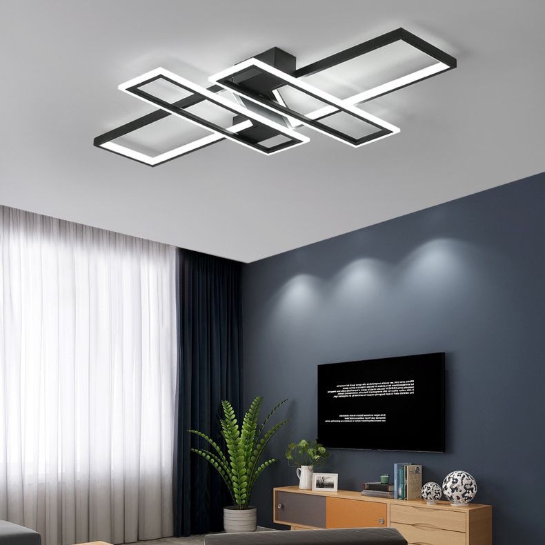 Modern Minimalist Metal Ceiling Lamp Geometric Shape LED Semi Flush Mount Lighting for Bedroom