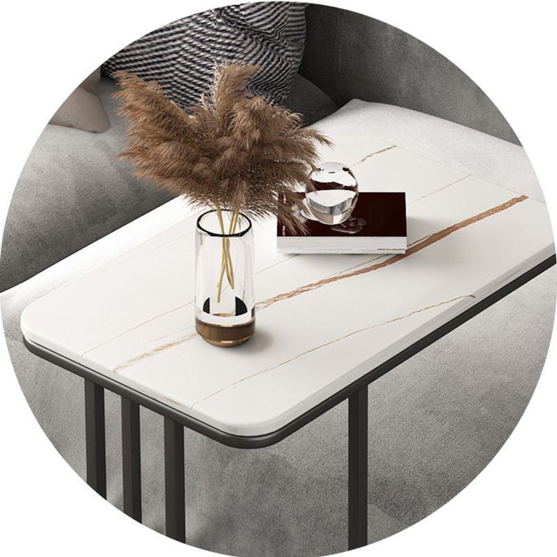 Modern C Corner Table Round Slate Side End Table for Living Room