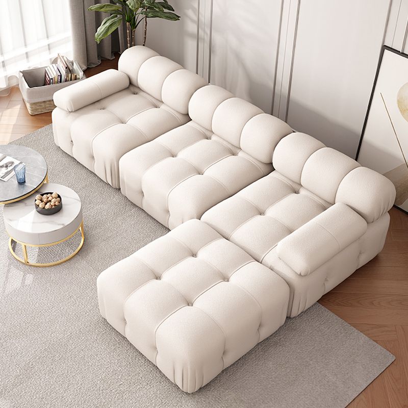 37" Wide Contemporary Sofa Fabric Tufted White Standard Seating