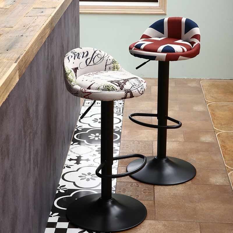 Scandinavian Metal Stool Round Seat Upholstered Counter Stool