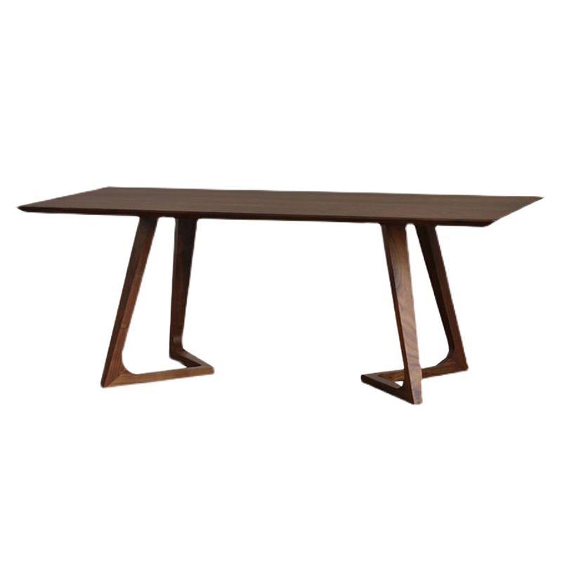 Mesa de comedor fija de madera maciza, moderna, rectangular, con doble pedestal
