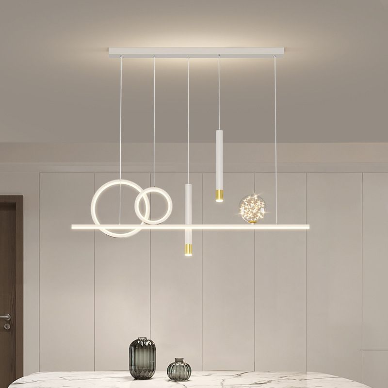 Black/White/Grey Kitchen Island Lighting 6-Light Modern LED Island Pendant Lighting