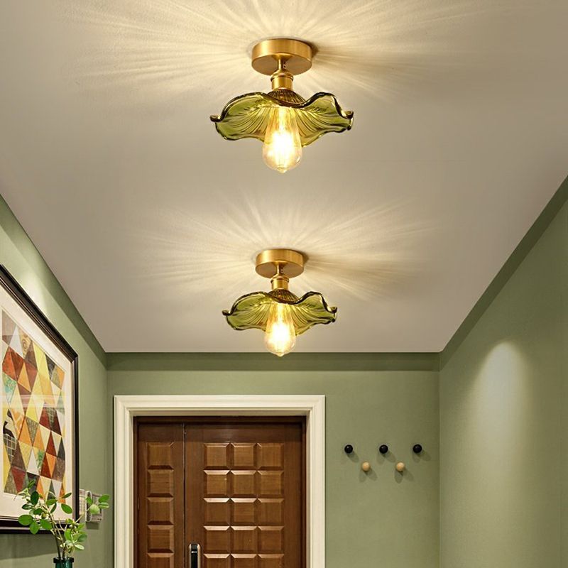 Glass Geometric Flush Mount Lights Contemporary Style 1 Light Flush Mount Fixture