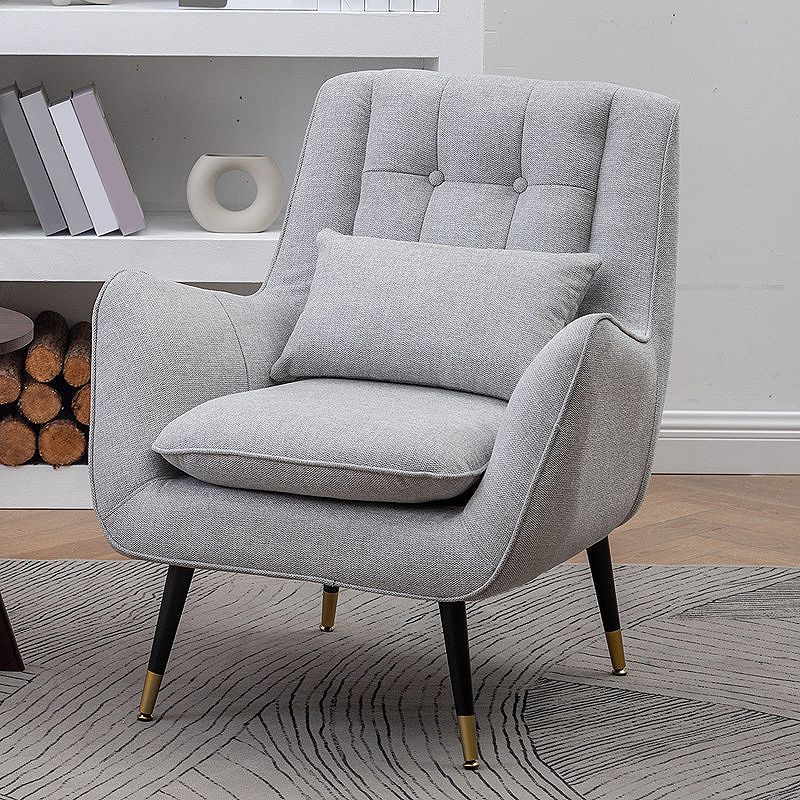 30.7" Wide Faux Leather/Linen Blend Arm Chair with Basic Four Legs
