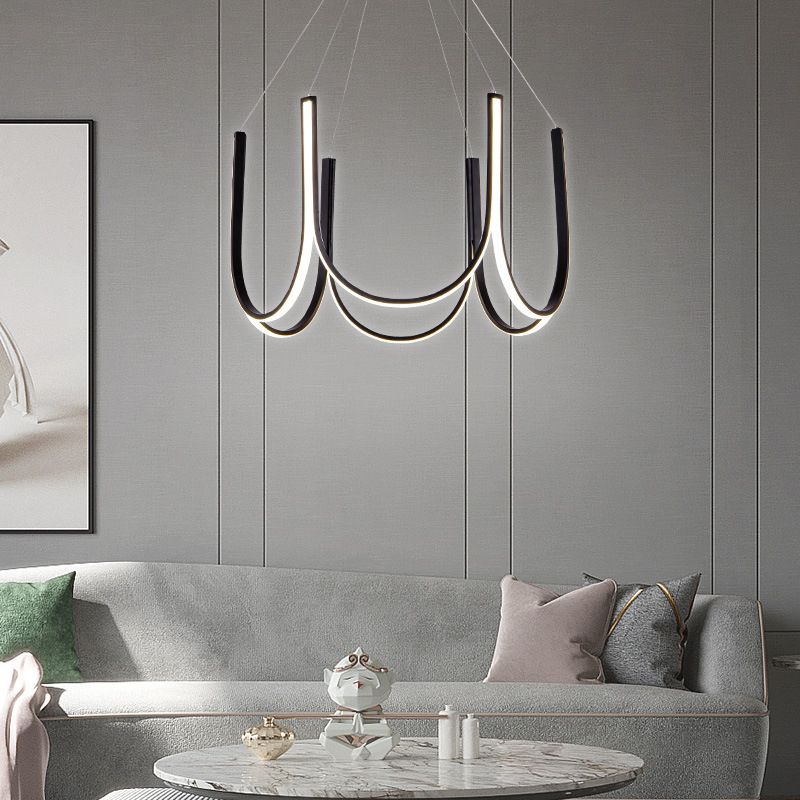 Lámpara de lámpara de metal de forma de U iluminación de lámparas LED modernas para sala de estar