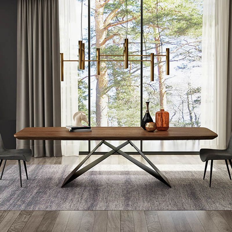 Industrial Rectangle Dining Table Wood Table with Metal Legs for Home