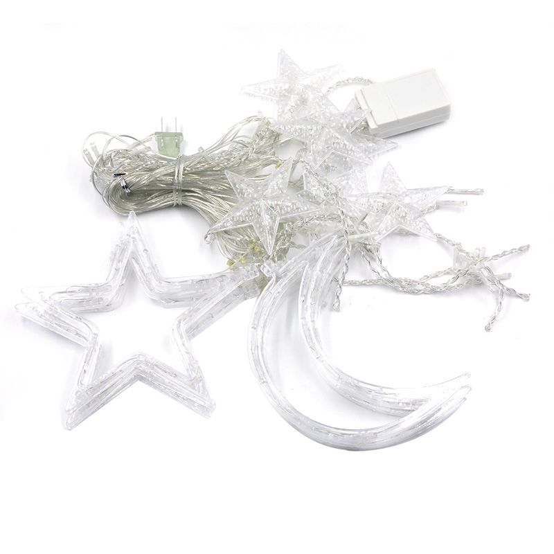 11.4ft Star and Crescent LED Fairy Light Modern Style Bedroom Battery String Lighting