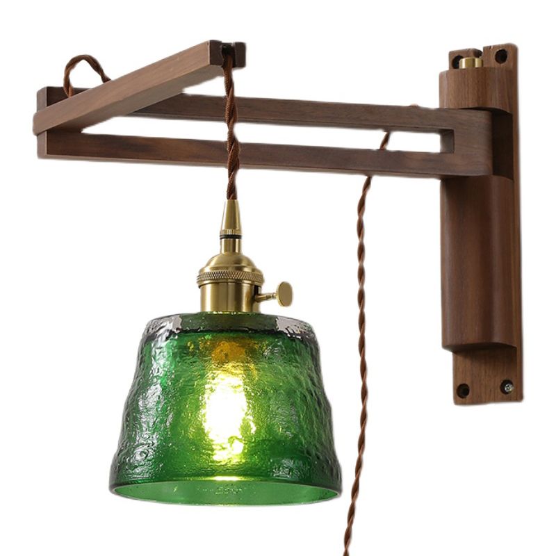 Modern Style Cylinder Sconce Light Fixtures Wood 1 Light Wall Mounted Lighting