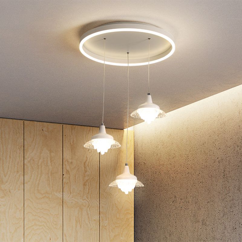 White Urn Shape Multi-Pendant Modernism 3 Lights Acrylic LED Ceiling Hang Fixture, White/Warm Light