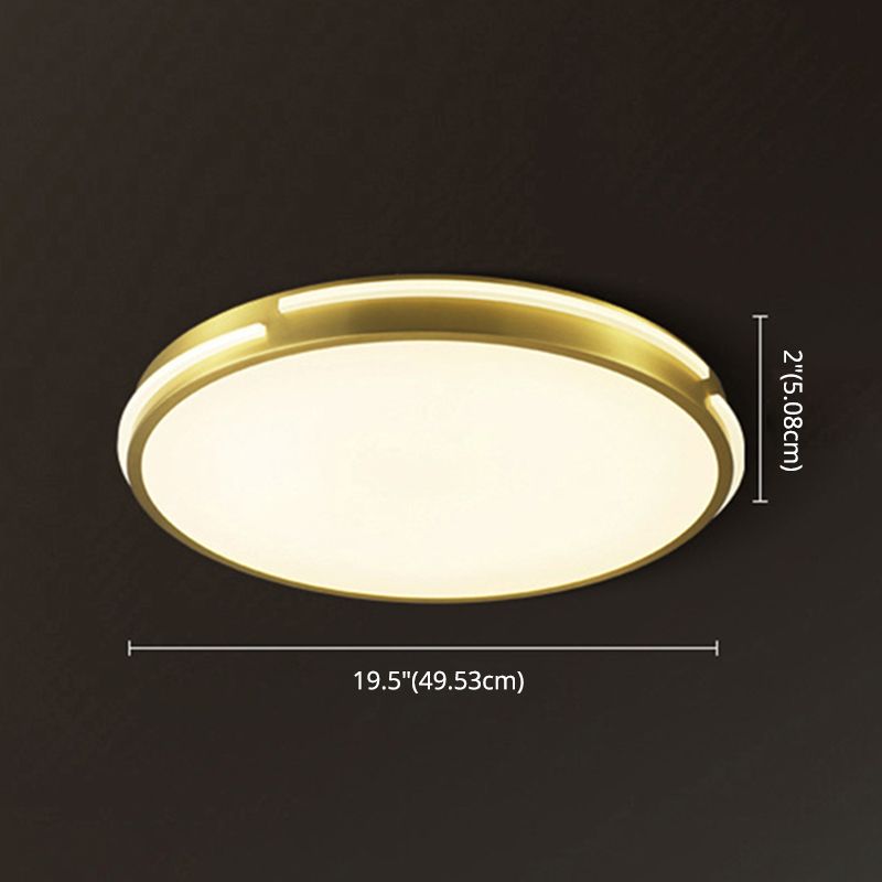 Drum Shape Metalen Plafond Verlichting Moderne Minimalistische Stijl LED Woonkamer Flush Lamp in Goud