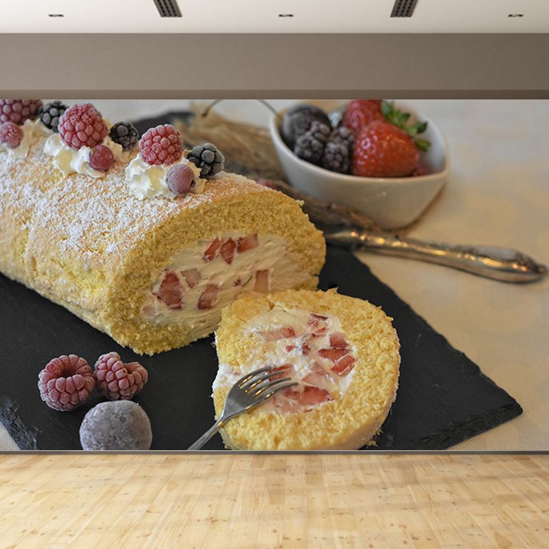 Different Desserts Cake Mural Wallpaper for Dessert Shop, Made to Measure