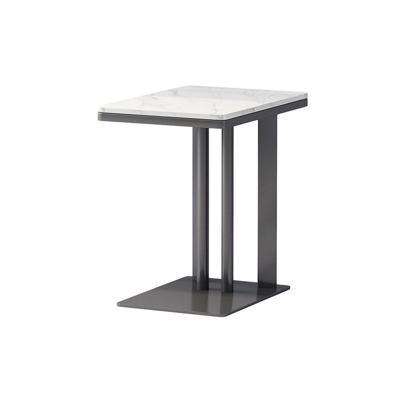 Contemporary Slate Top End Slide Table Metal C Side Table, 21.7" Tall
