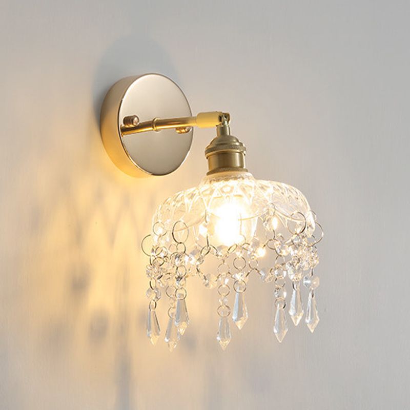 Postmodern Minimalist Golden Wall Light Sconce with Crystal for Washroom