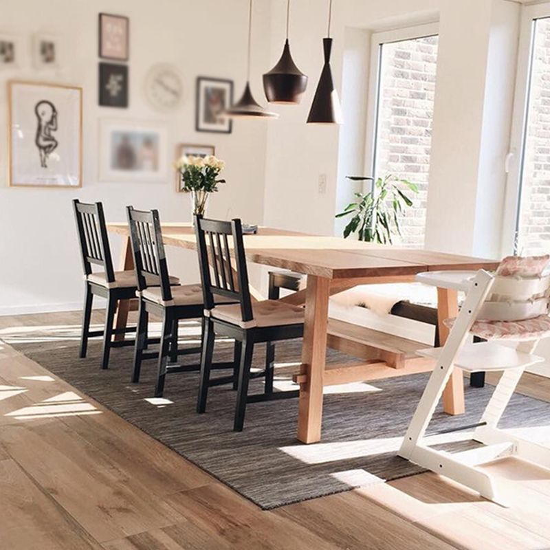 Contemporary Style Dining Table Solid Wood Rectangle Table for Home Kitchen