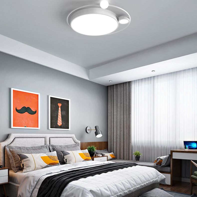 3-Lights Simplicity Acrylic Flushmount Light Metal Circular Line Design Modern Lighting Fixture