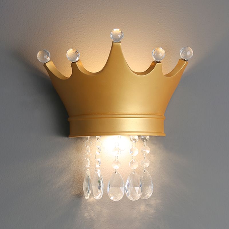 Modern Style Wall Light Colorful Crown Shape Wall Sconce with Crystal for Bedroom