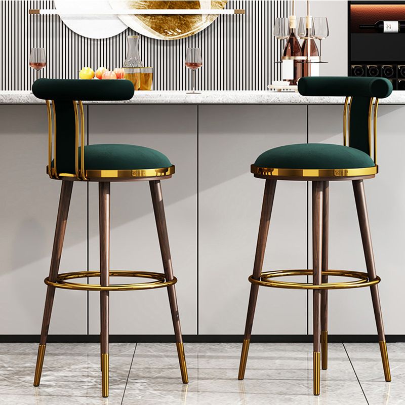 Velvet Matte Finish Counter & Bar Stools Contemporary Indoor Stools with Metal Legs