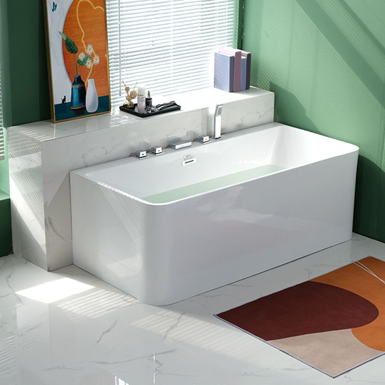 Back to Wall Rectangular Bath Antique Finish Soaking Modern Bathtub