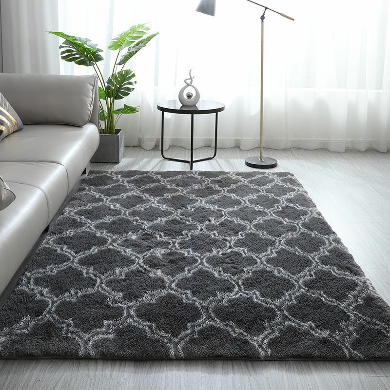 Mehrfarbiger, moderner Shag-Teppich, bequem, lässig, rechteckiger Teppich, Polyester, rutschfeste Unterseite, Innenteppich für Heimdekoration