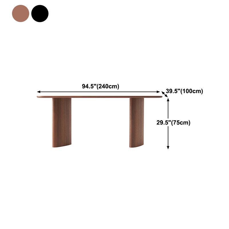 Rectangle Pine Wood Dining Table for Restaurant Modern Table with Double Pedestal Base