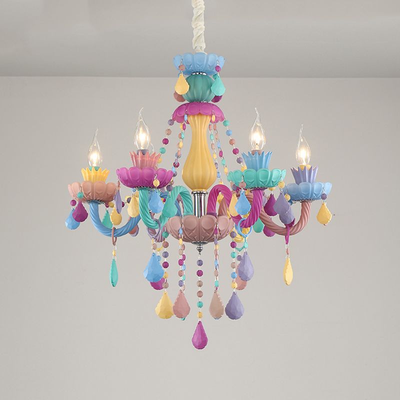 Candle Chandelier Light Nordic Macron Glass Living Room Hanging Pendant