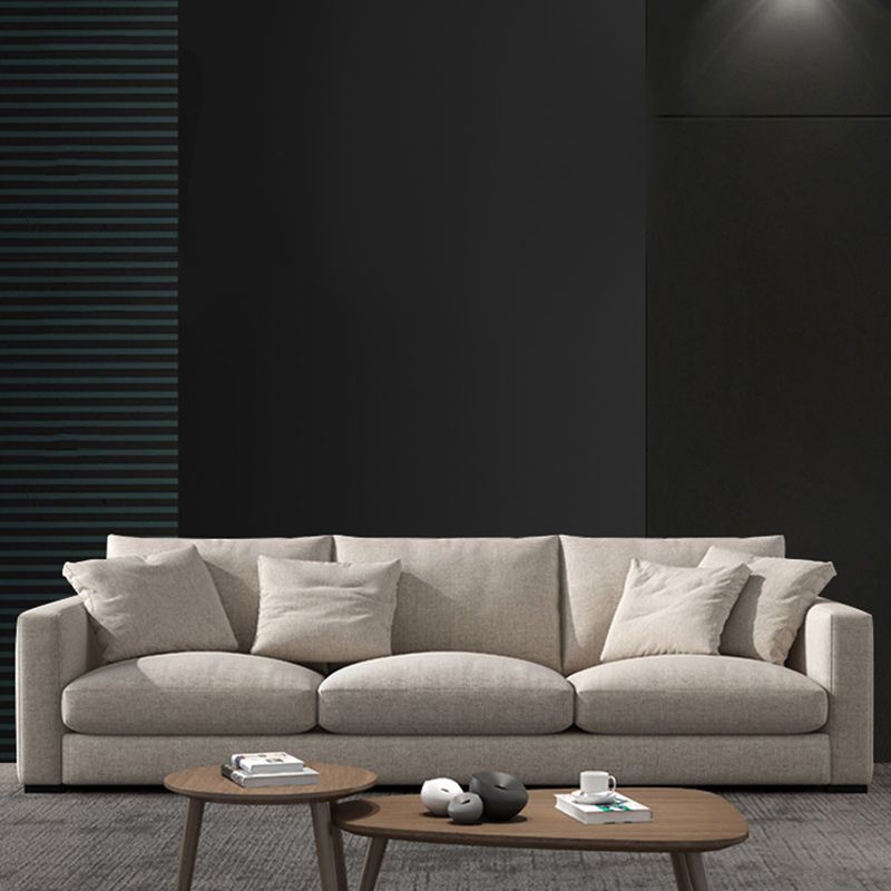 Creamy White Square Arm Contemporary Sofa with Loose Back with Multiple Cushions