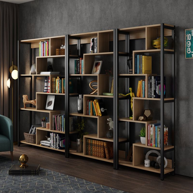 Modern Style Wood Bookcase Open Back Bookshelf for Home Office