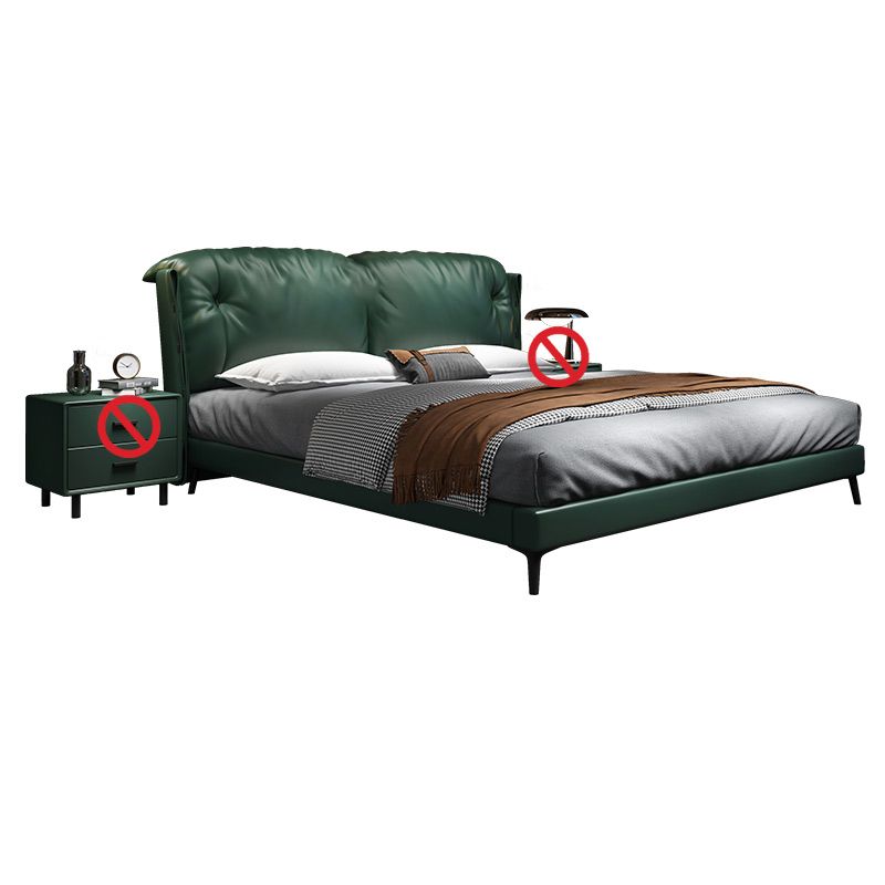 North European Wood and Genuine Leather with Upholstered Headboard