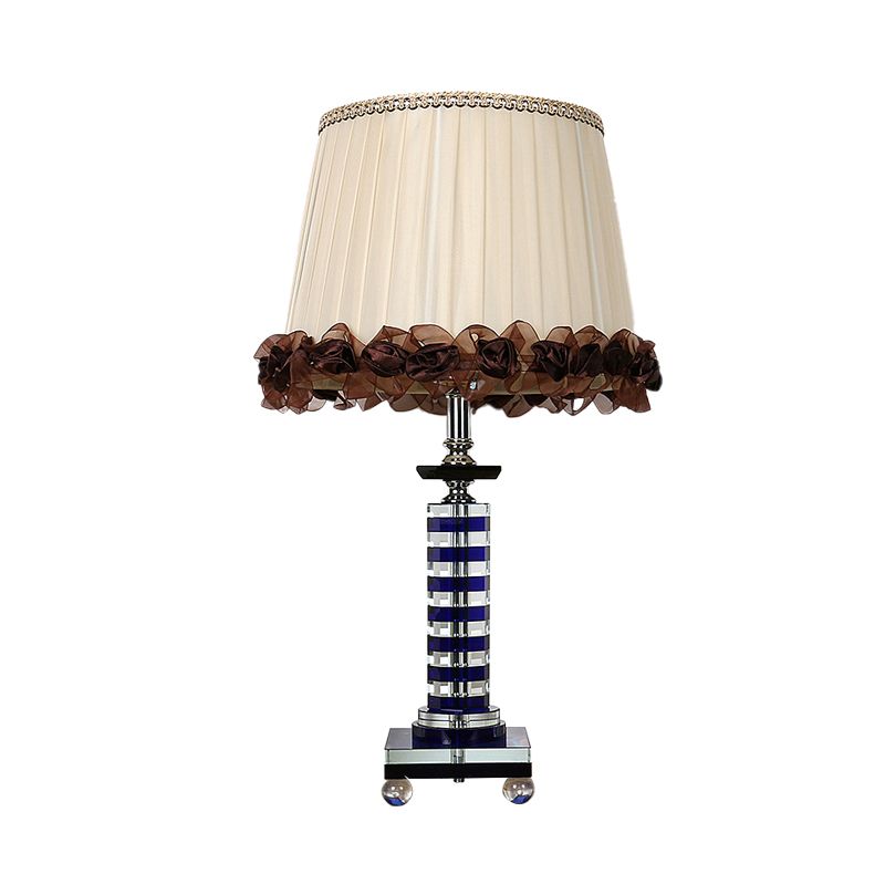 Crystal Beige Night Light Tower a forma di 1 Lampa da comodino in stile tradizionale Light per soggiorno
