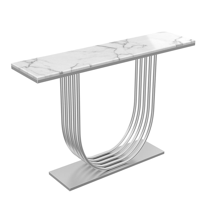 Glam Abstractl Slate/metal Rectangle Stain Resistant Console Table for Hal