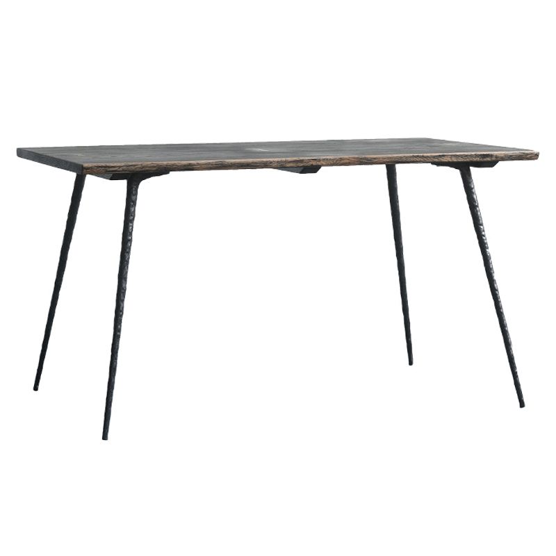 Mesa de comedor rectangular industrial mesa de madera maciza con 4 piernas negras