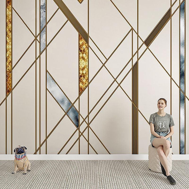 Full Size Wall Art Brown and Beige Geometries of Irregular Pattern Non-Woven Murals for Decoration, Made to Measure