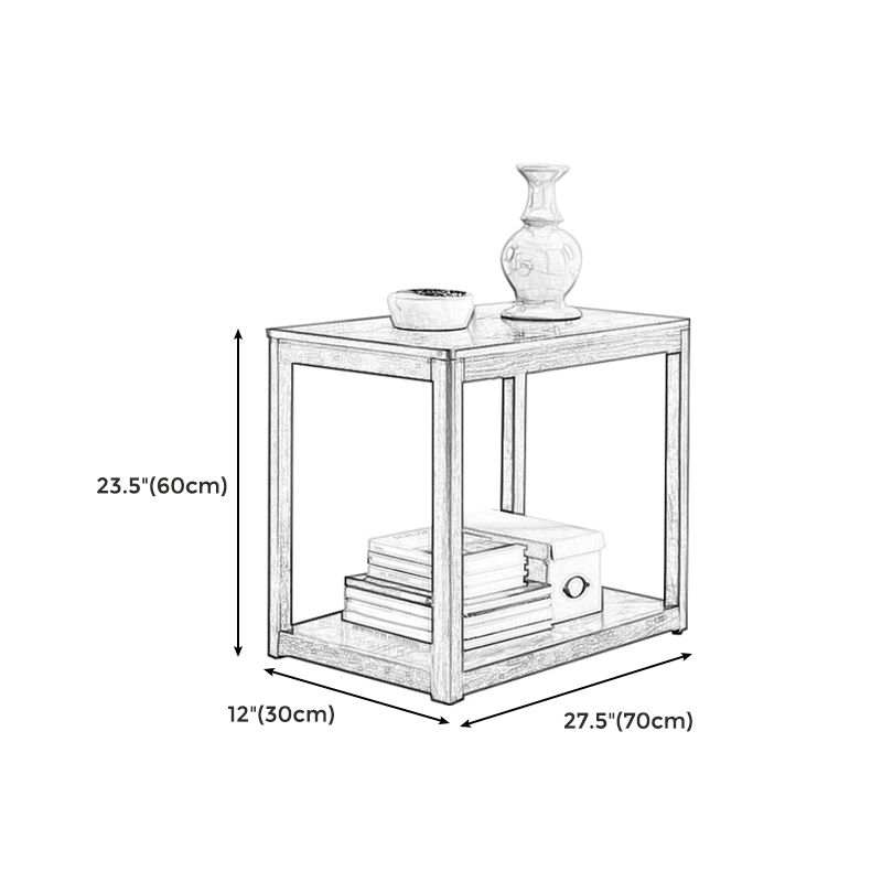 Farmhouse Wooden Side Table One Shelf Side Table with Wood Legs