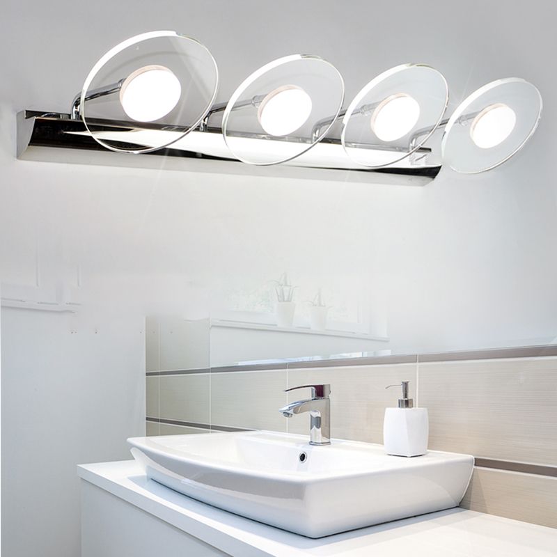 Modern Style Round LED Wall Lamps Clear Crystal Multi-Light Mirror Wall Lighting Ideas