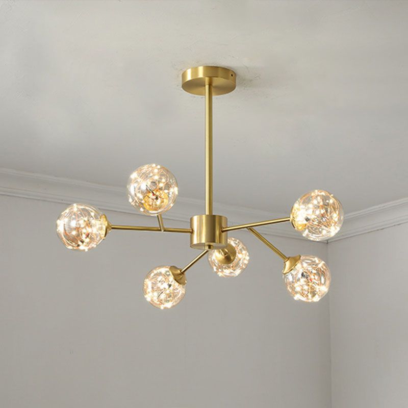 Lumo a pendolo Starburst Light Minimalist Metal soggiorno Lampada Lamdale con tonalità di bolle in oro