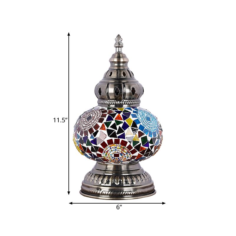 1 Kopf gefärbte Glas Tischlampe Mittelmeer Blau/Rot und Blau -Turm Form Schlafzimmer Nachttisch Lampe