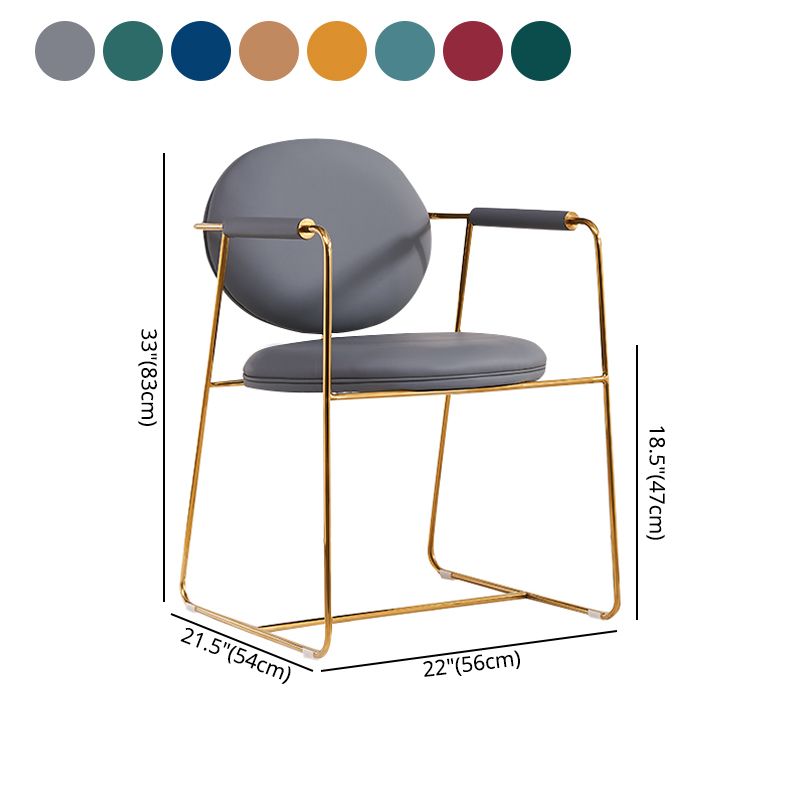 Silla de comedor tapizada de metal con respaldo abierto, sillón casero de estilo moderno