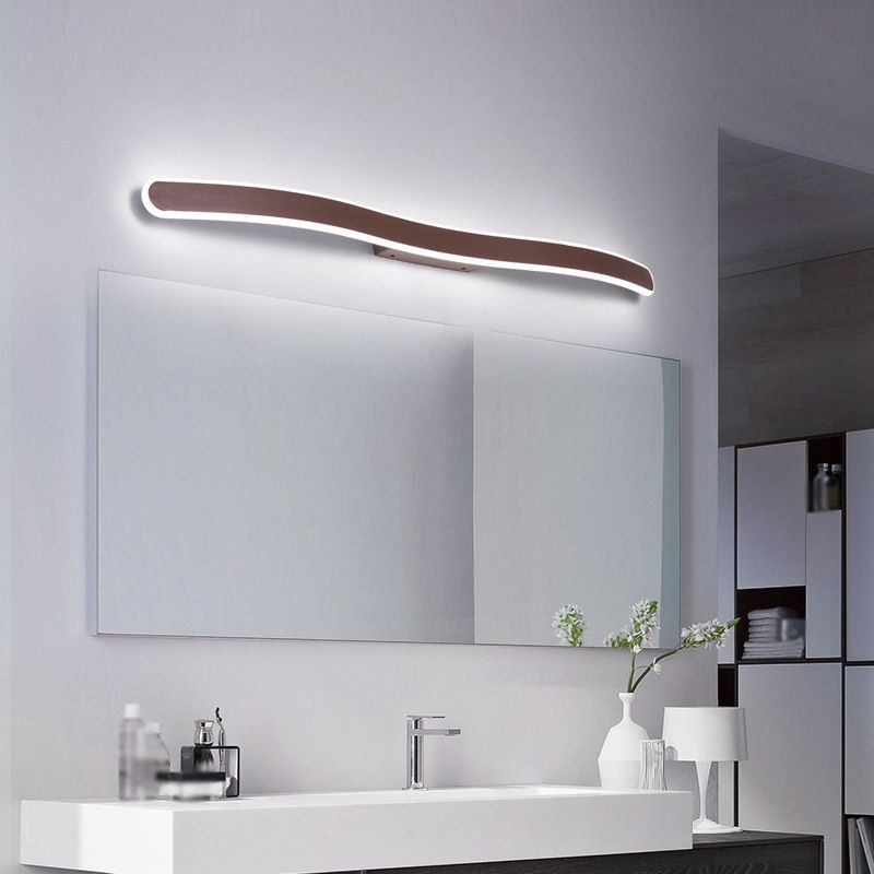 Metal Thin Vanity Wall Sconce Modern Style 1 Light Vanity Lighting Fixtures in Brown